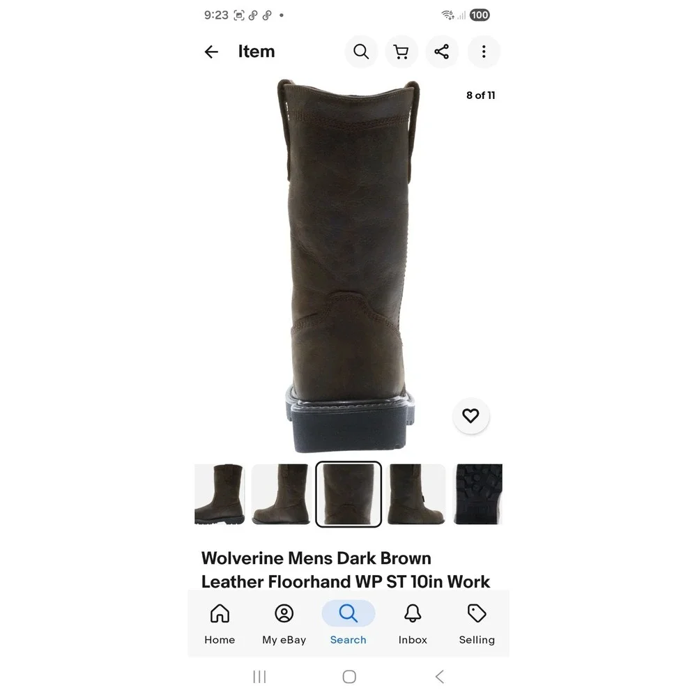 Wolverine‎ Mens Dark Brown Leather Floorhand Welly Work Boots Size 12